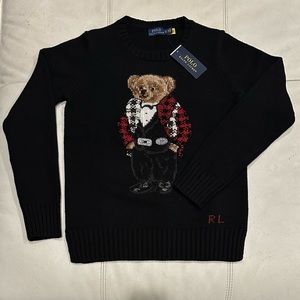 NWT Polo Ralph Lauren Women's Polo Bear Holiday Themed Wool Blend Sweater Sz XS